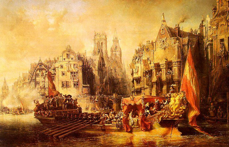  Eugene Isabey Arrival of the Duke of Alba at Rotterdam in 1567 china oil painting image